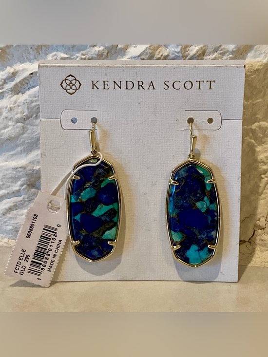 Kendra Scott Jewelry - NWT Kendra Scott Elle gold earrings in bronze veined lapis turquoise magnesite